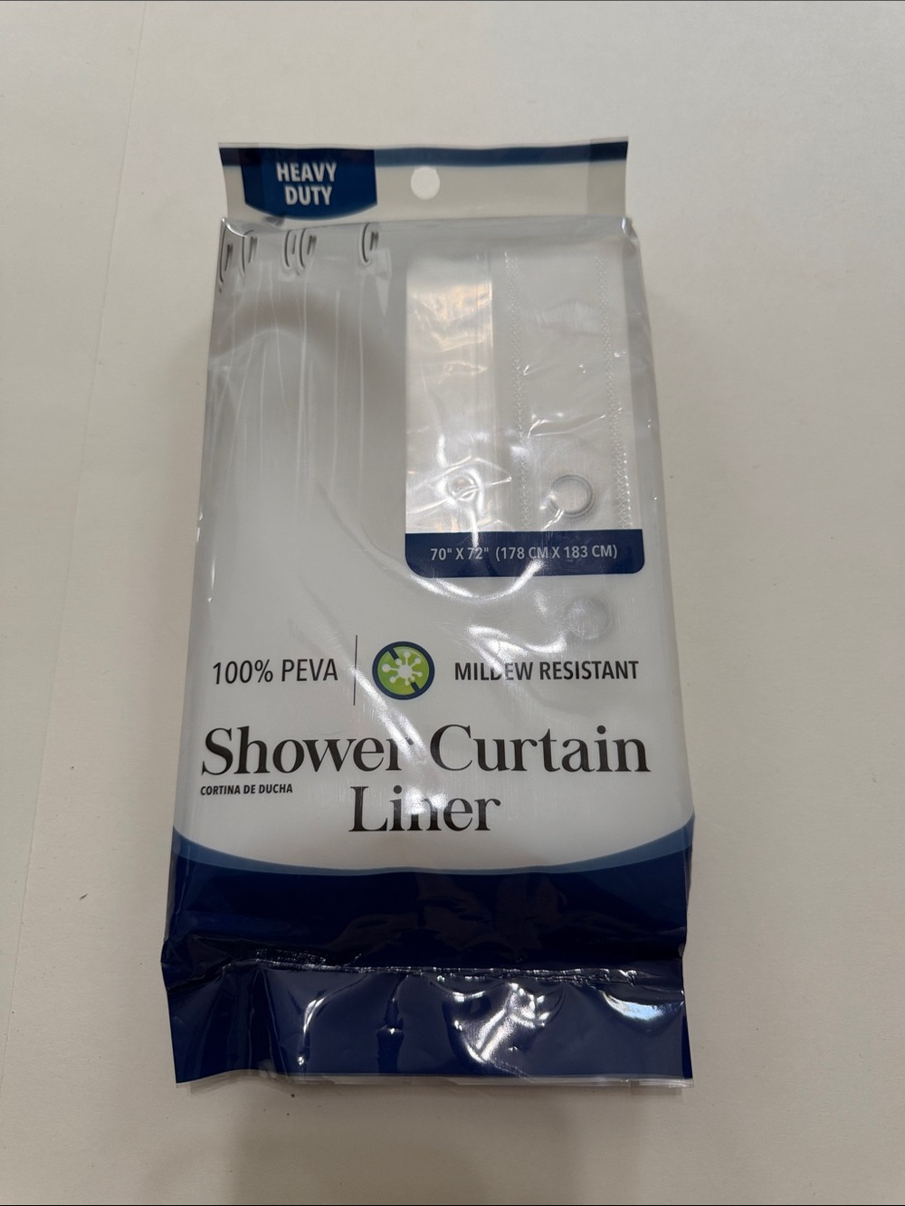 White Shower Curtain Liner - Heavy Duty Mildew Resistant